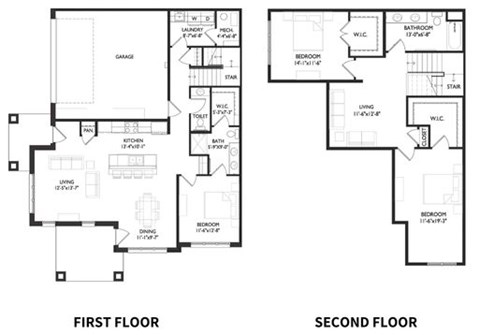 Floor plan for 3 beds, 2.5 baths, 2029 sqft